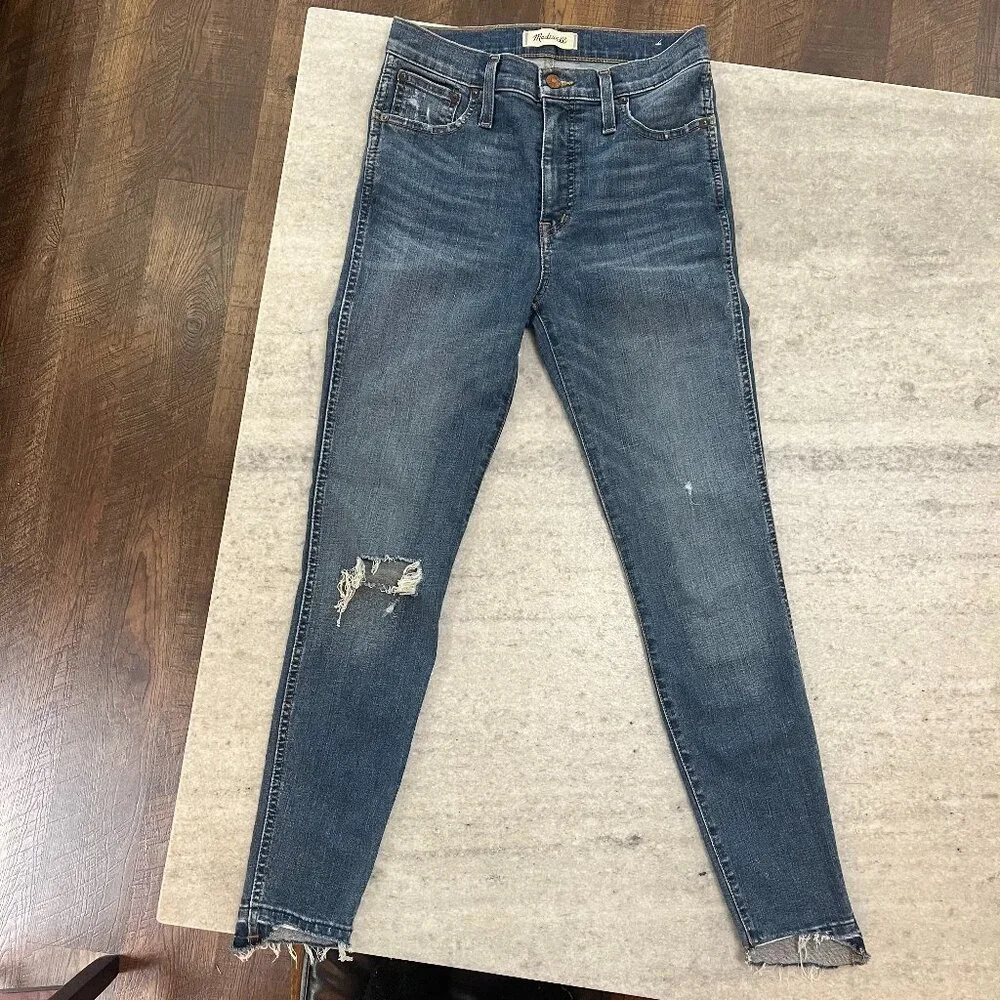 MADEWELL High Riser Skinny Distressed Jeans Drop Hem Ankle  Size 2